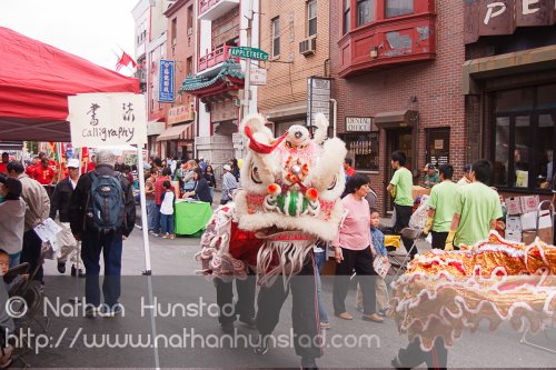 A dragon parade during the Autumn Festival in Chinatown in Phila